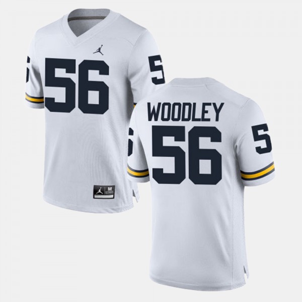 Michigan Wolverines #56 For Men's Lamarr Woodley Jersey White NCAA Alumni Football Game